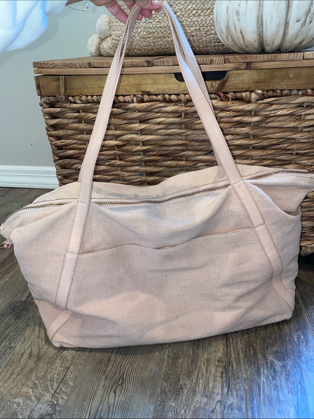 Monique Lhuillier & Pottery Barn Tote Diaper Bag in Blush Pink with Rose gold